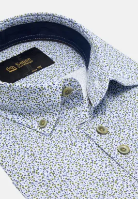 6th Sense Short Sleeve Shirt - Green Flower print