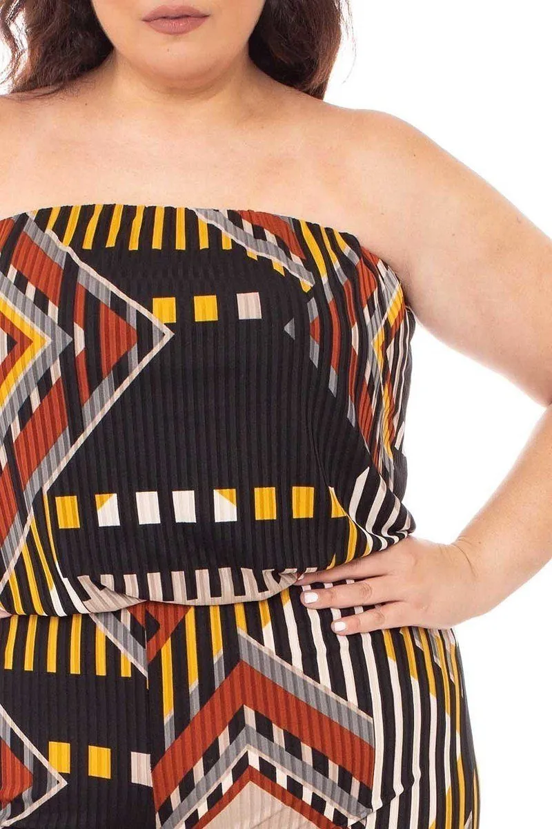 Abstract Print Tube Top  Jumpsuit