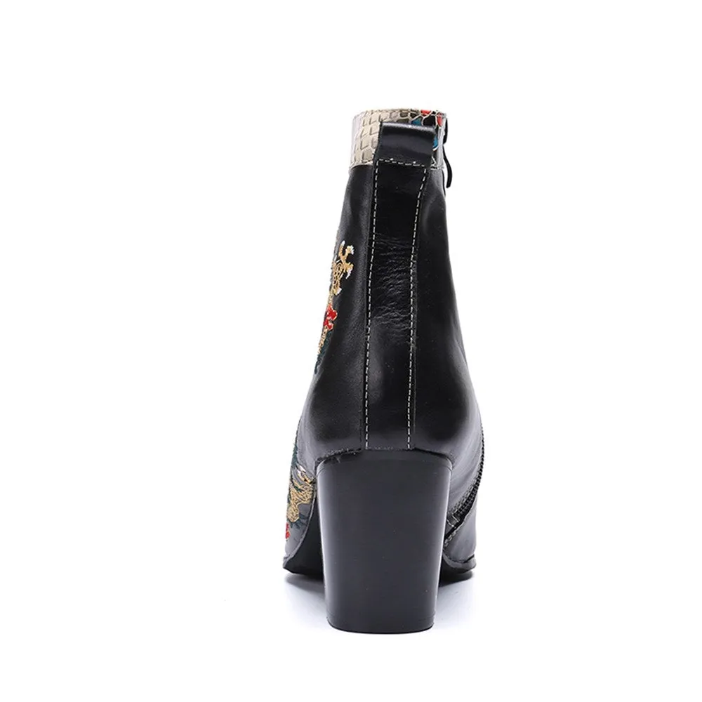 Animal Pattern Pointed Zip Men Boots