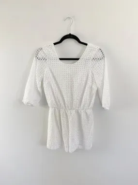 Anthropologie Lilka White Eyelet Romper XS