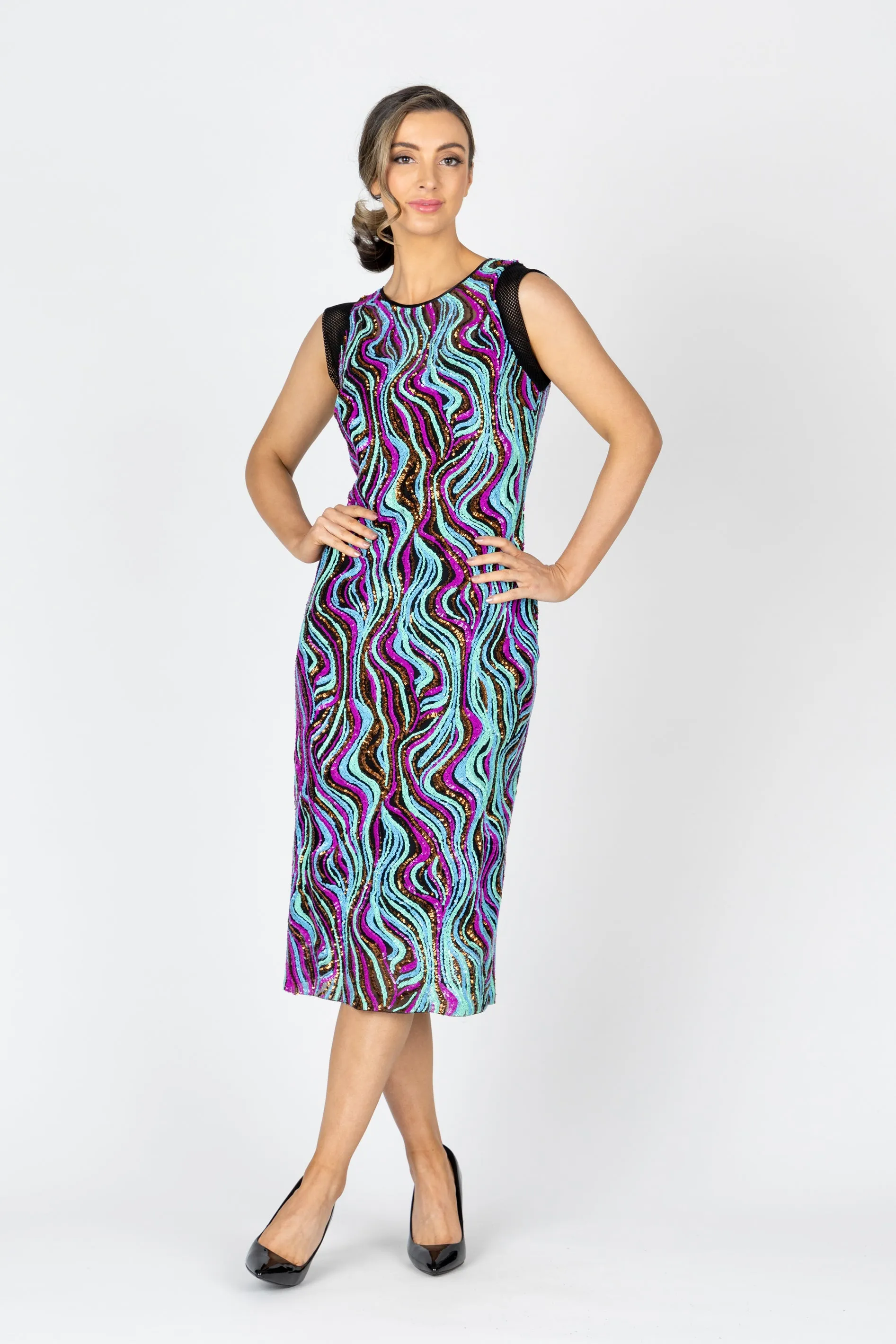 ARIEL Cap Sleeve Sequin Dress