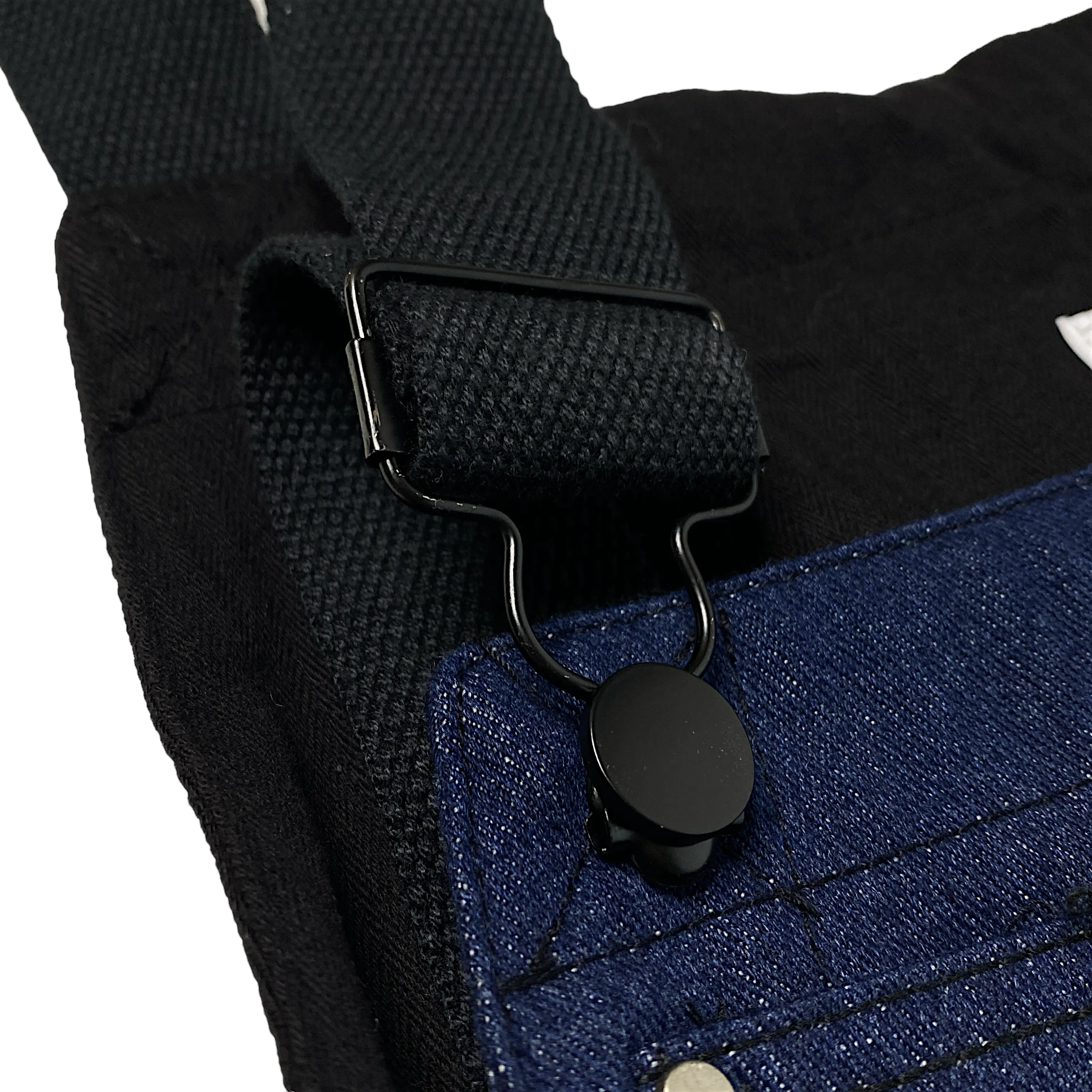 Baggy denim overalls with color block pockets
