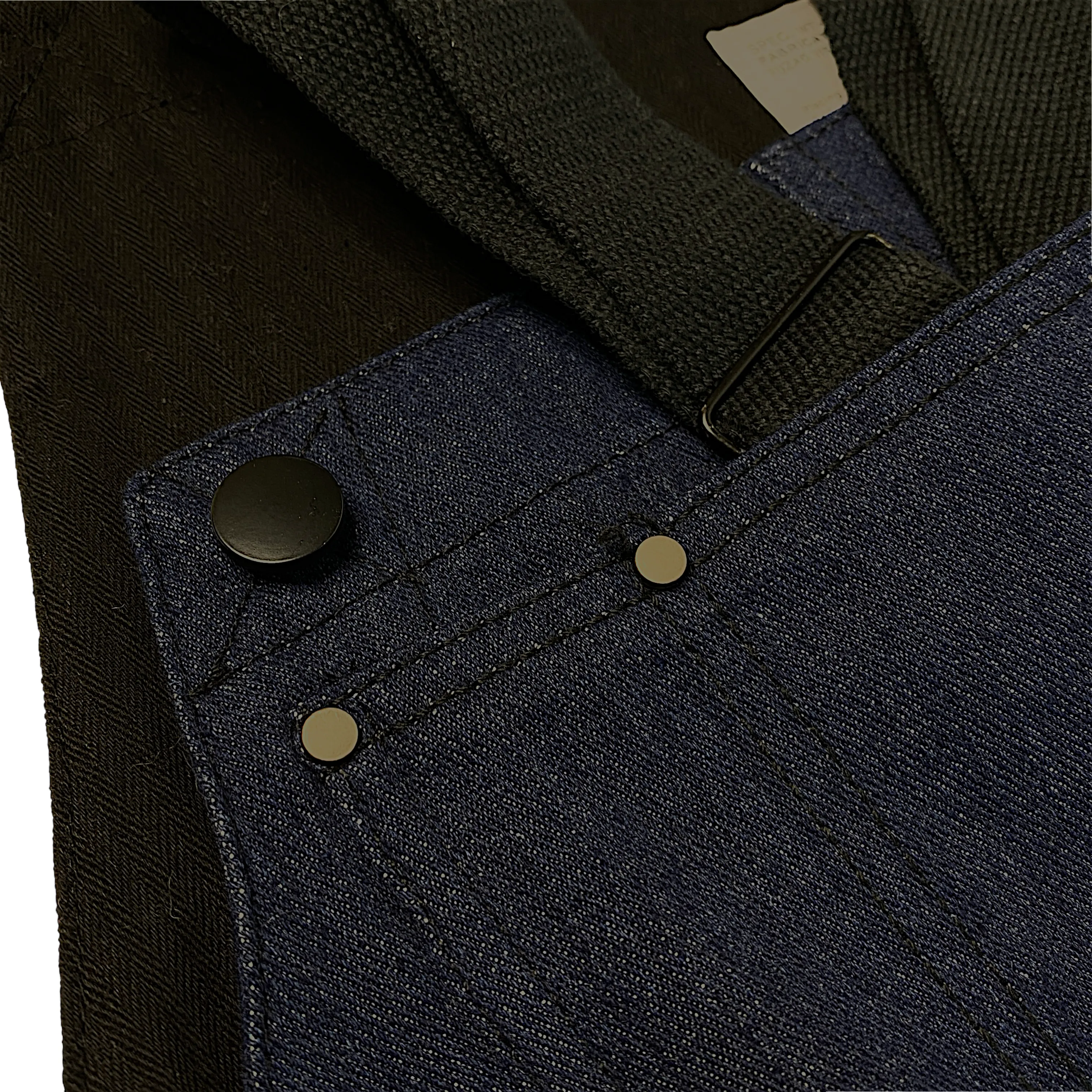 Baggy denim overalls with color block pockets