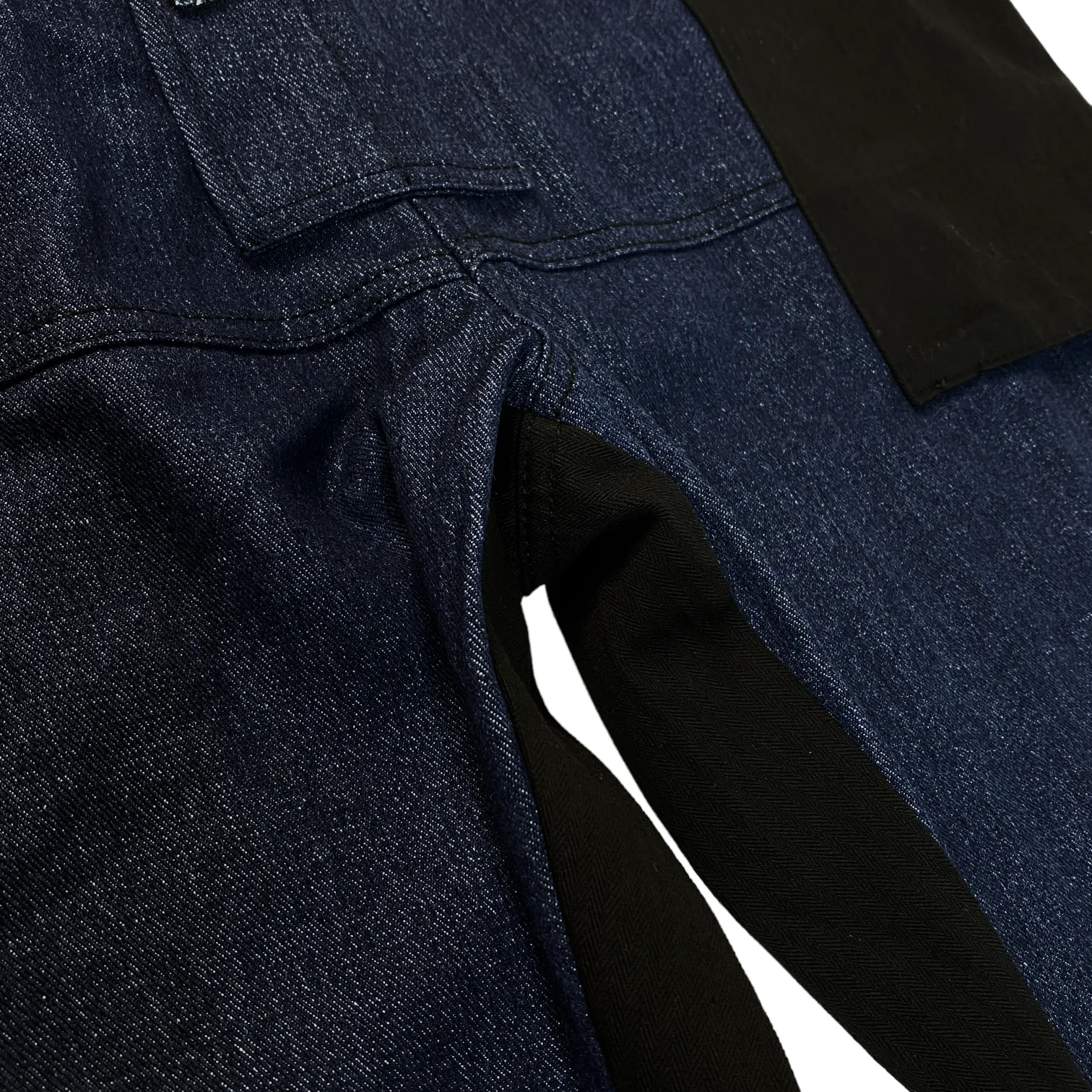 Baggy denim overalls with color block pockets