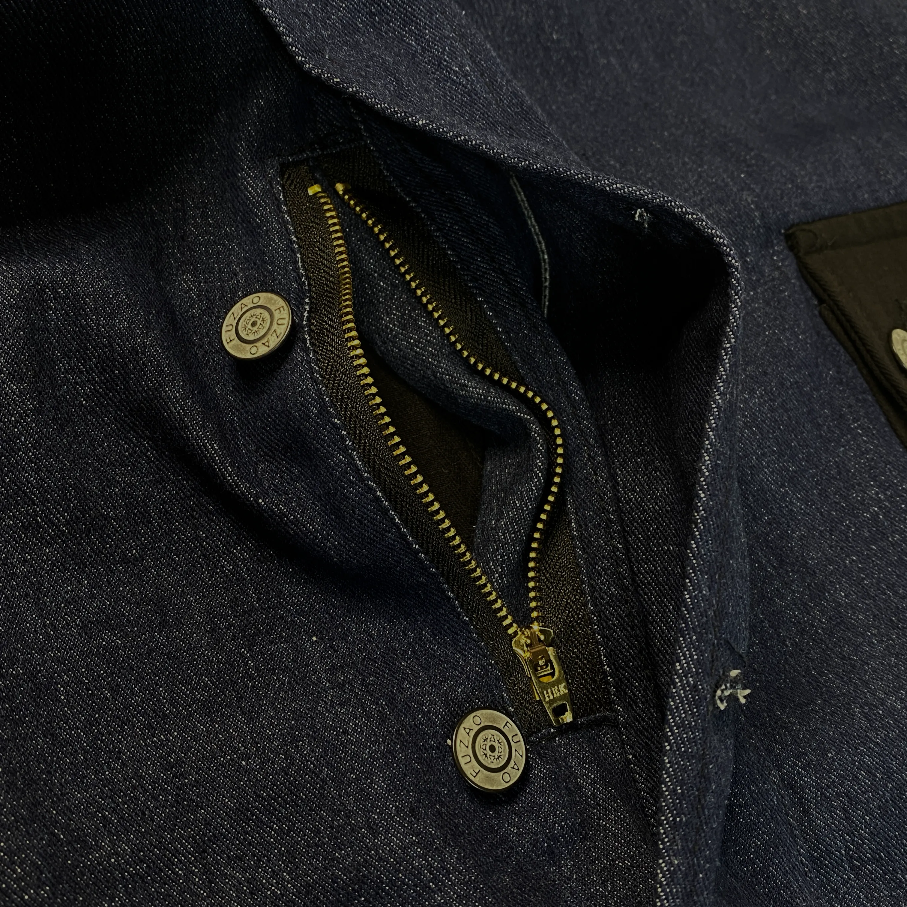 Baggy denim overalls with color block pockets