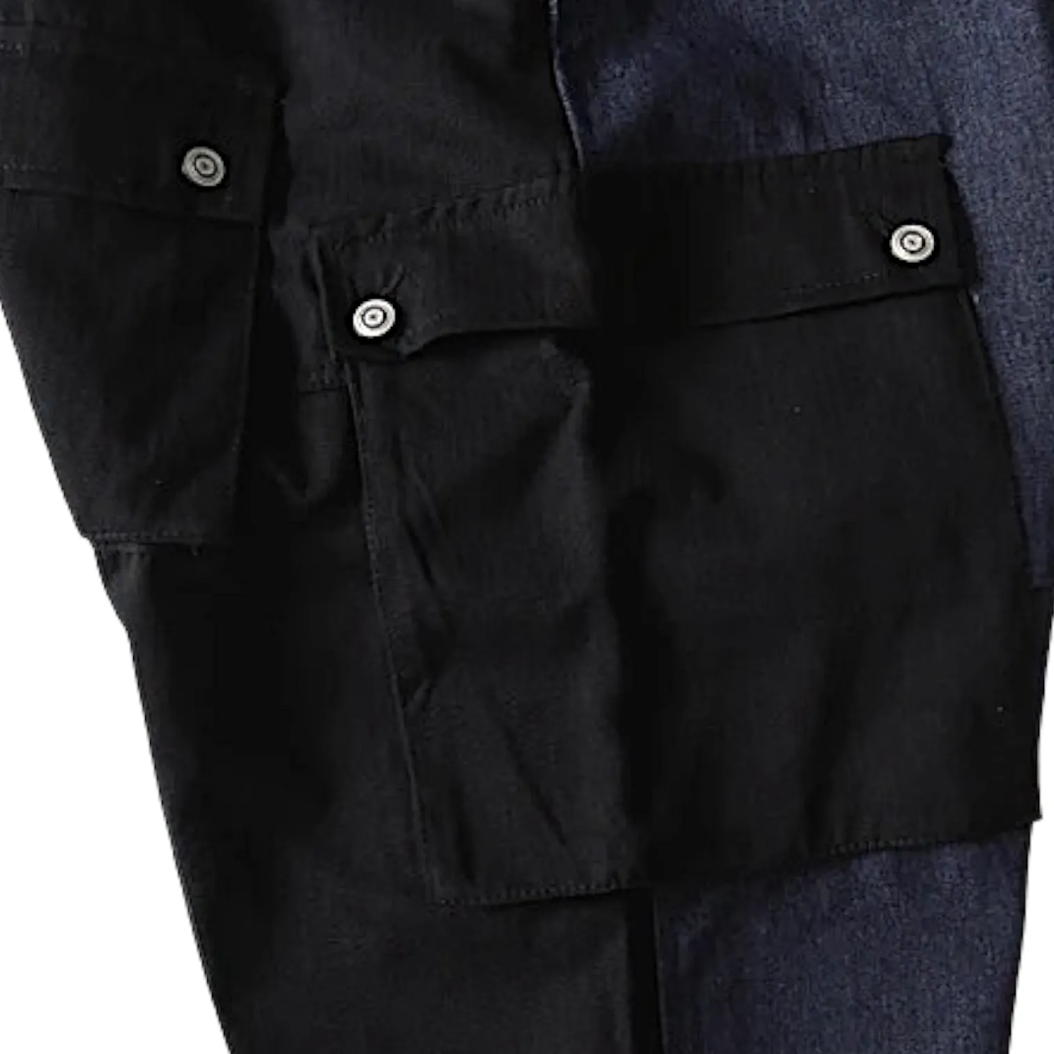 Baggy denim overalls with color block pockets
