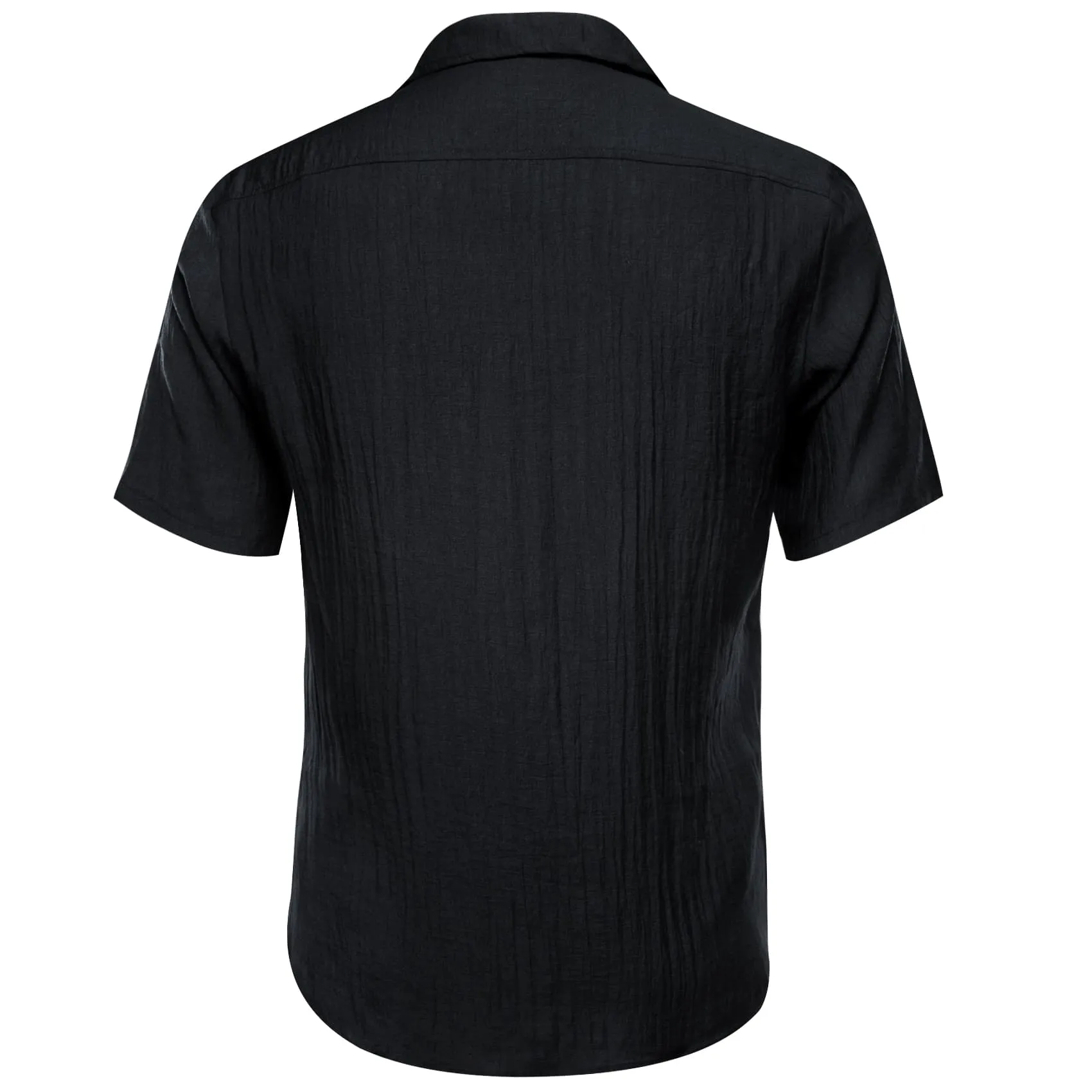 Barry Wang Black Shirt Solid Button Up Short Sleeves Shirt for Men