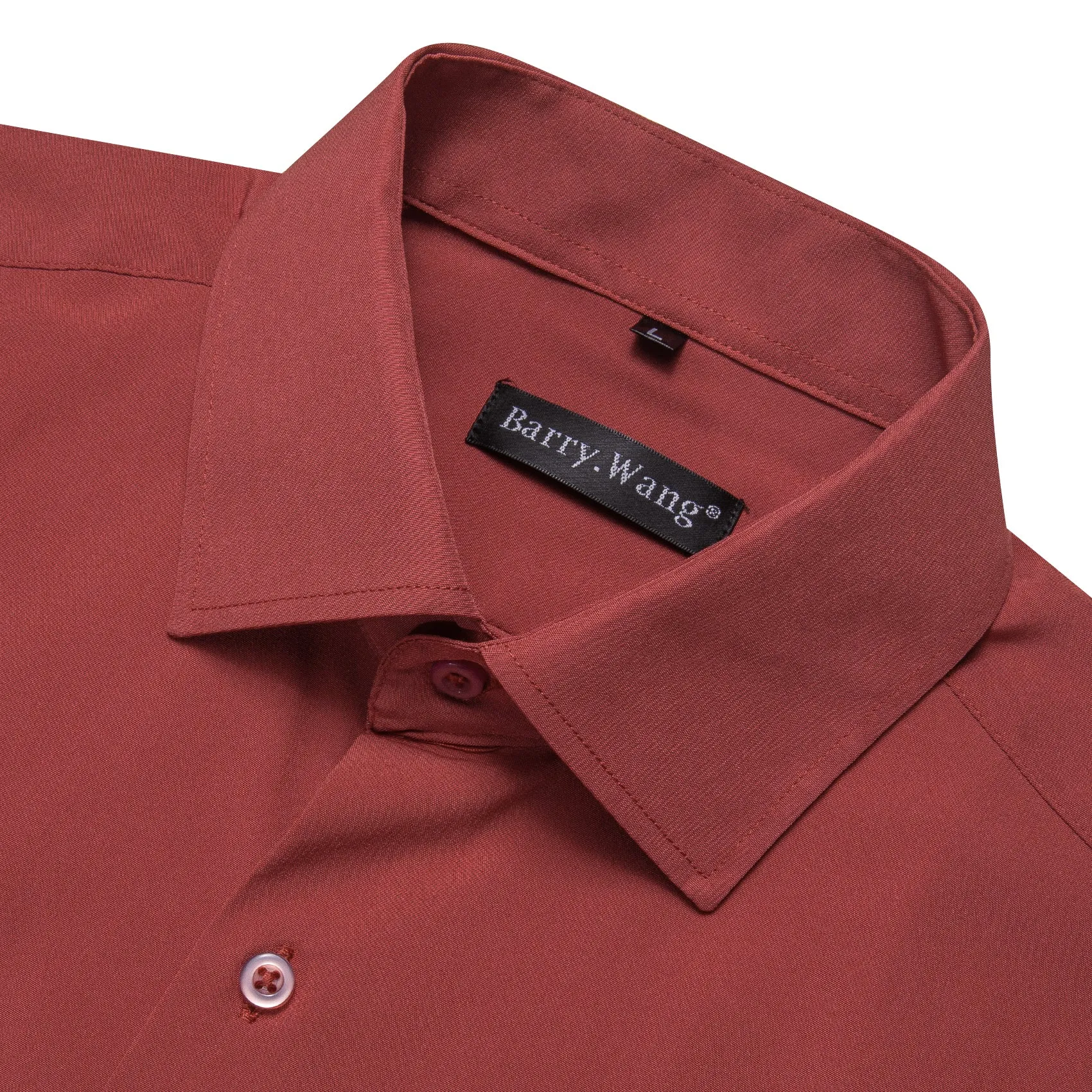 Barry.wang Indianred Solid Silk Shirt