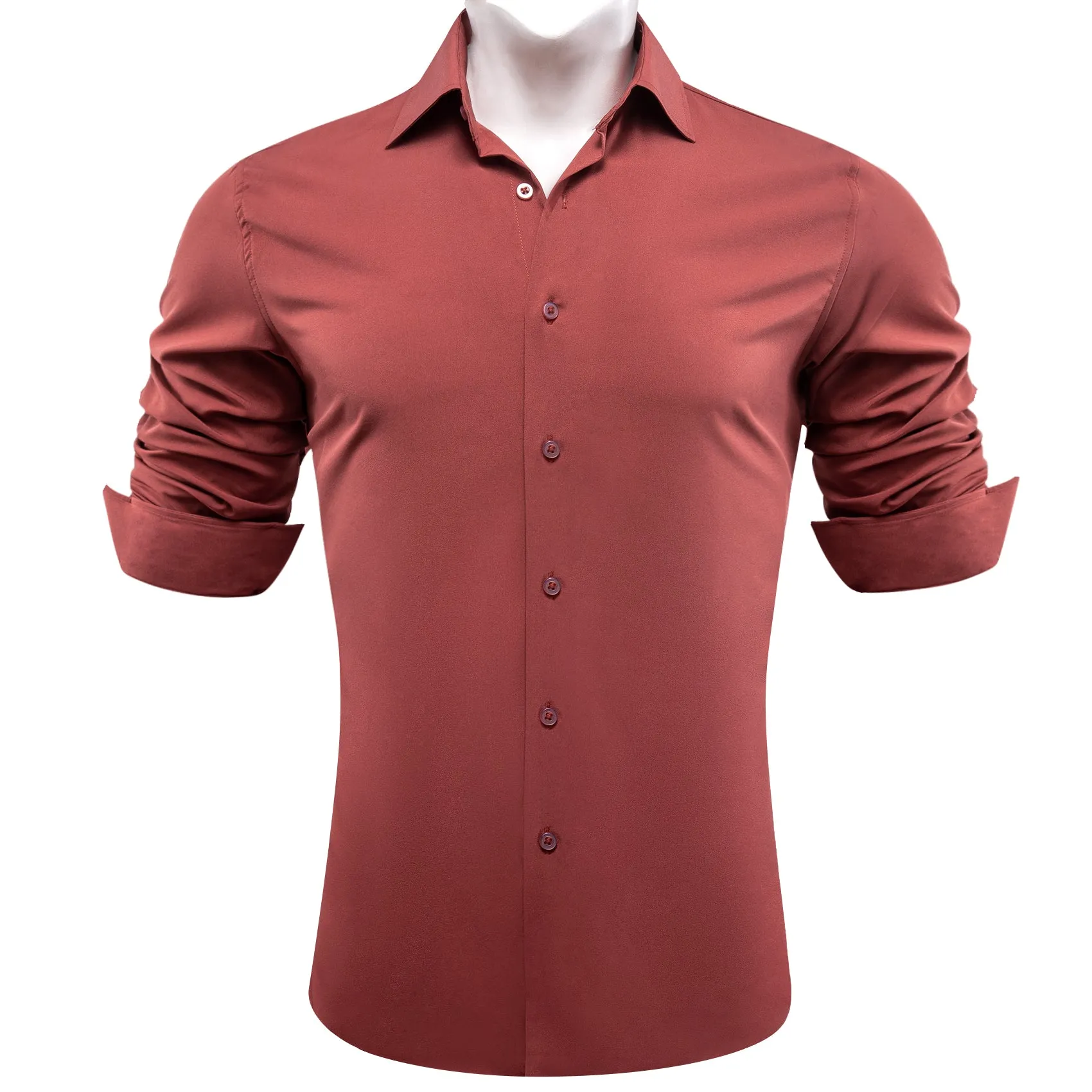 Barry.wang Indianred Solid Silk Shirt