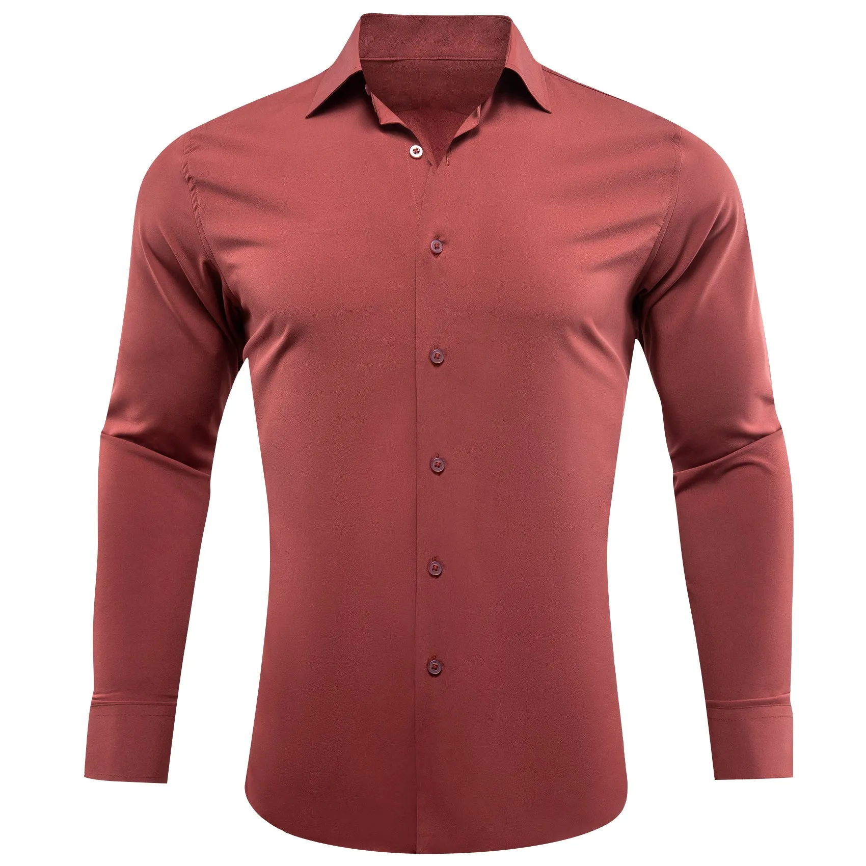 Barry.wang Indianred Solid Silk Shirt