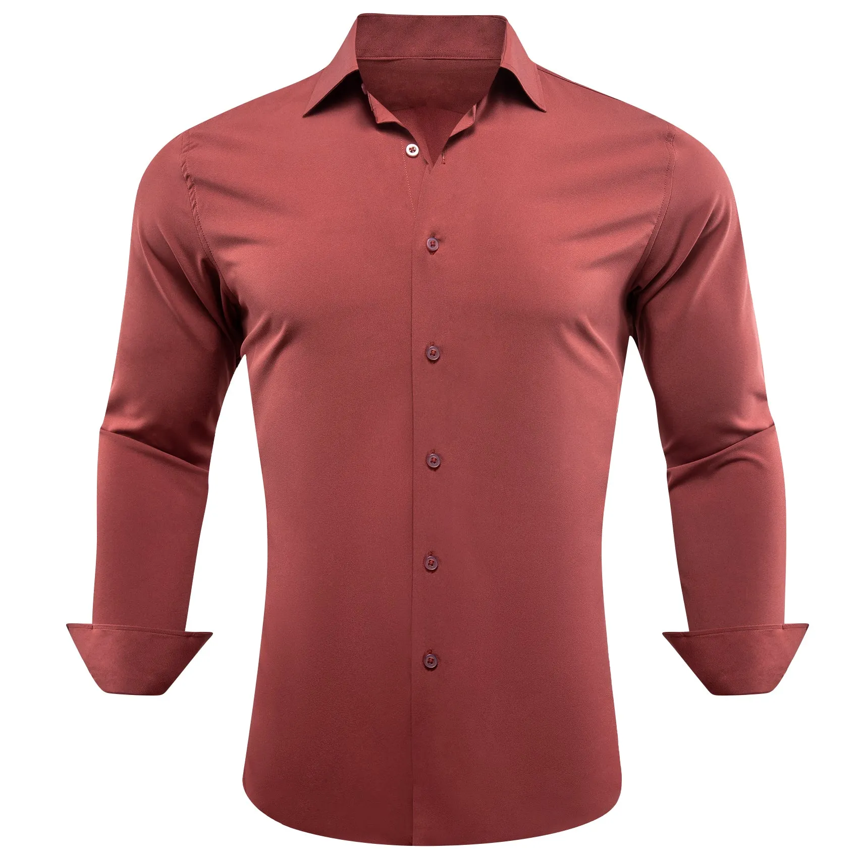 Barry.wang Indianred Solid Silk Shirt