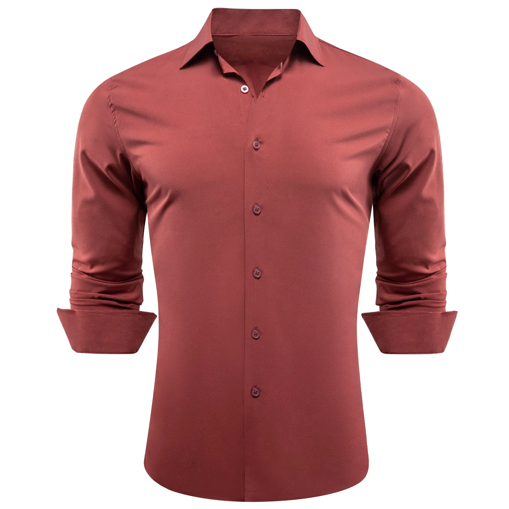 Barry.wang Indianred Solid Silk Shirt