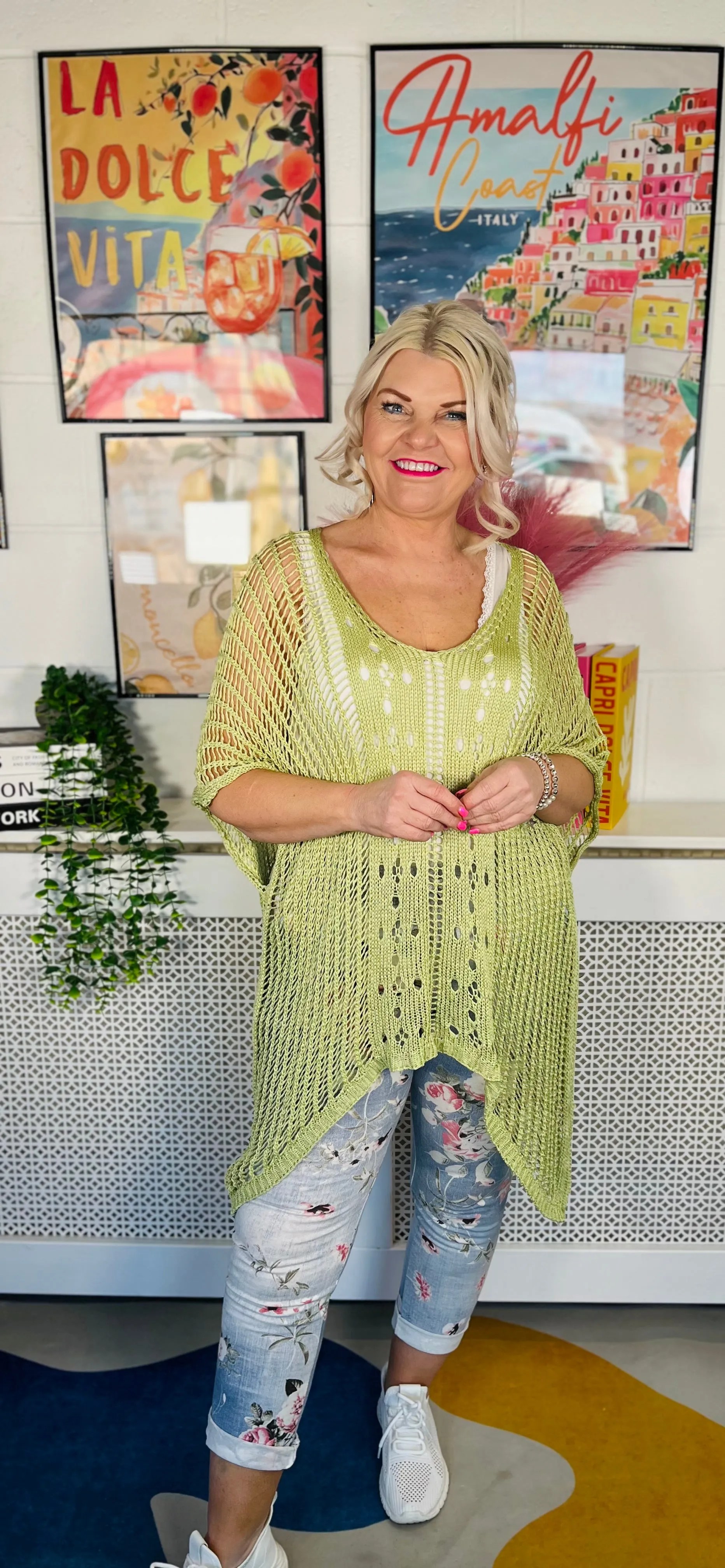 Belinda Breeze Crochet Top - Olive Green