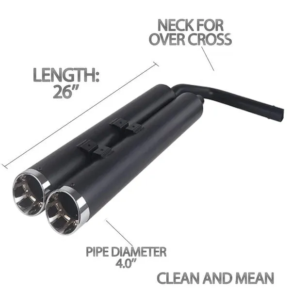 Black Exhaust for Kawasaki Vulcan Tourers, Slip-On Pipes for Kawasaki Vulcan Vaquero 1700 and Kawasaki Vulcan Voyager 1700 Touring Models