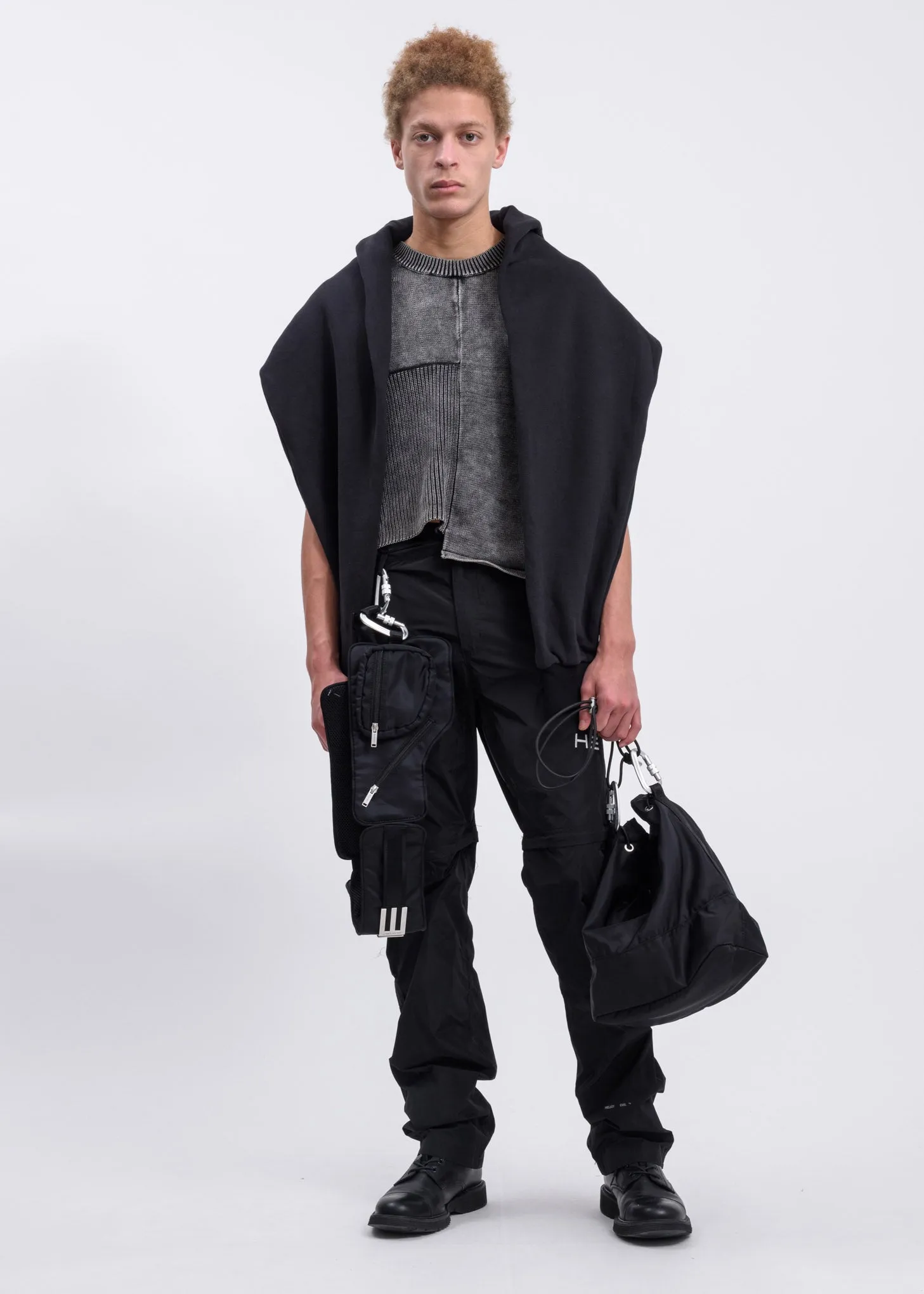 Black Hoodie W. Knitted Vest