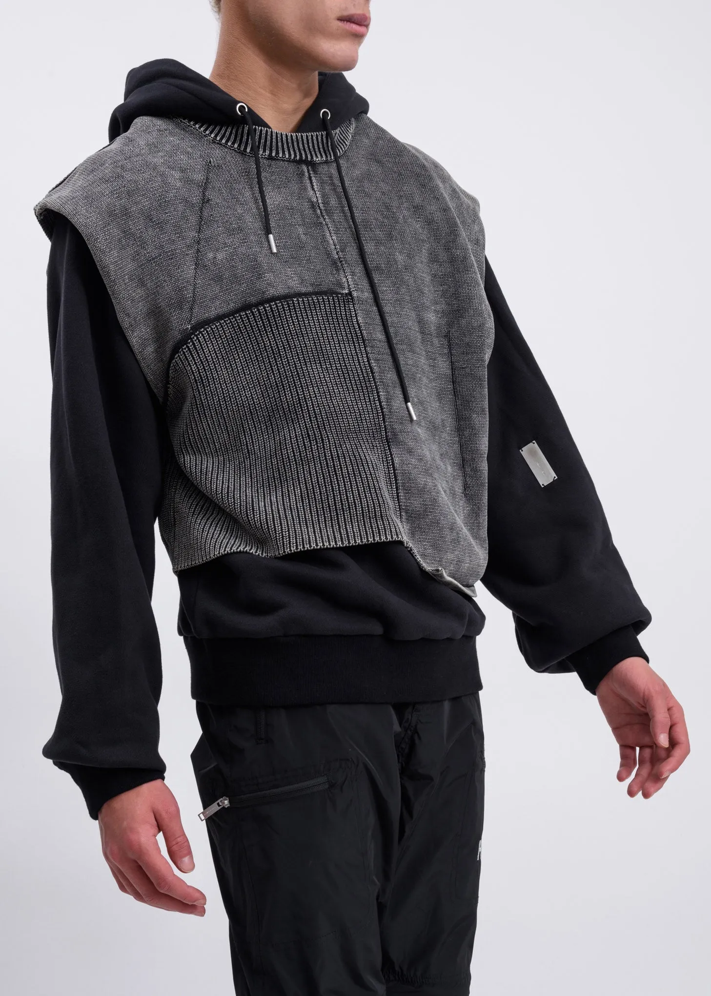 Black Hoodie W. Knitted Vest