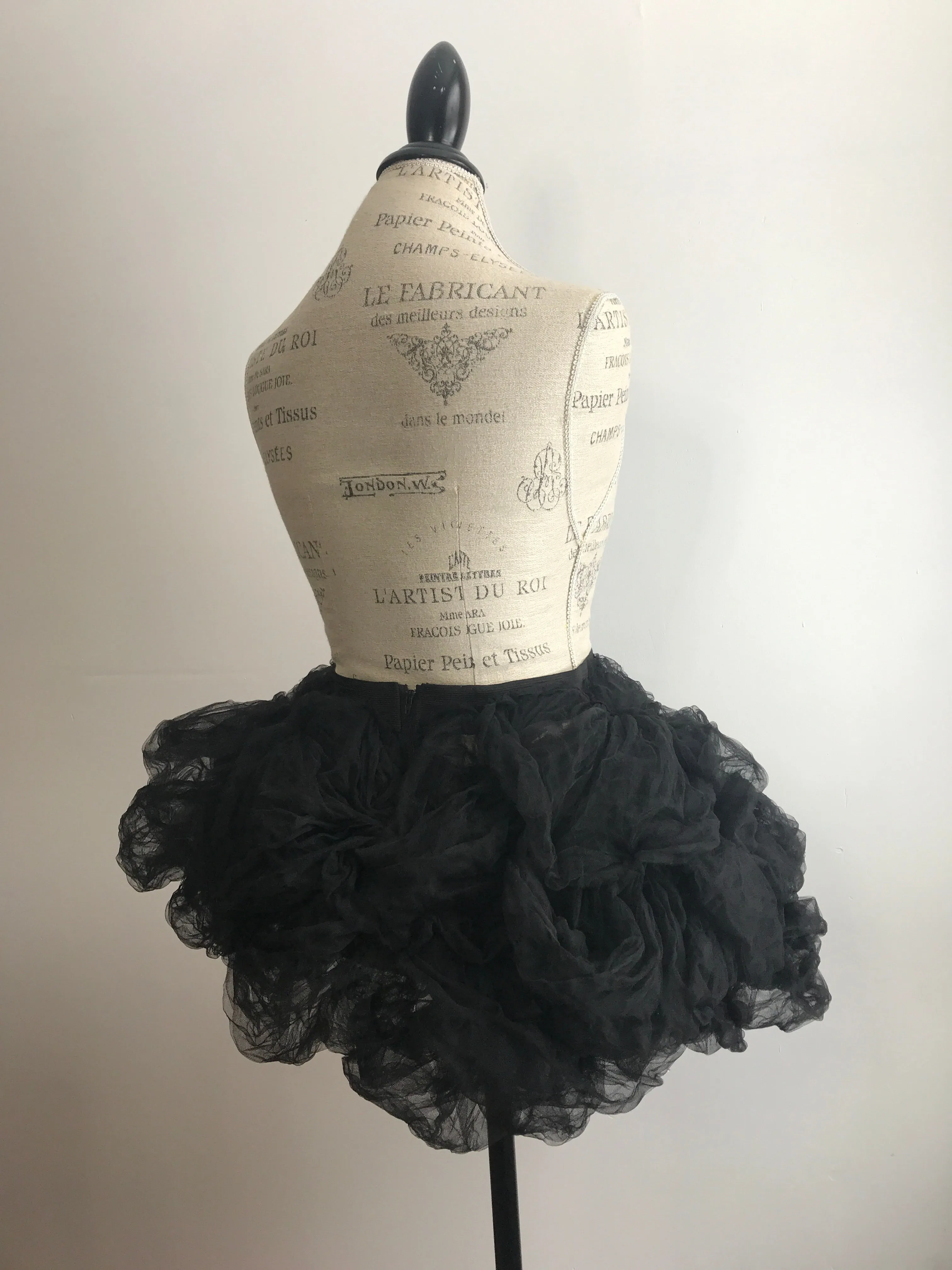 Black Sculpted Tulle Party Skirt