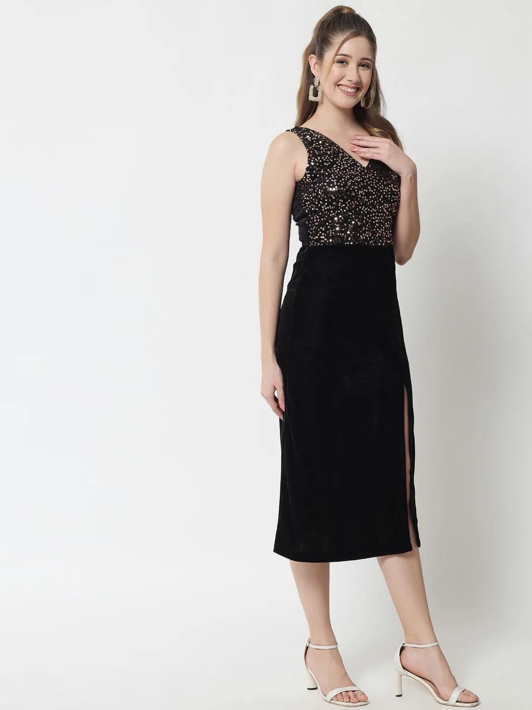 Black Sequence Party Dress