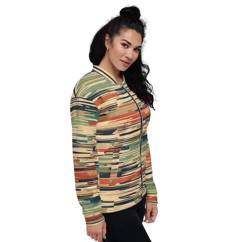 Bold Unisex Vintage Striped Bomber Jacket