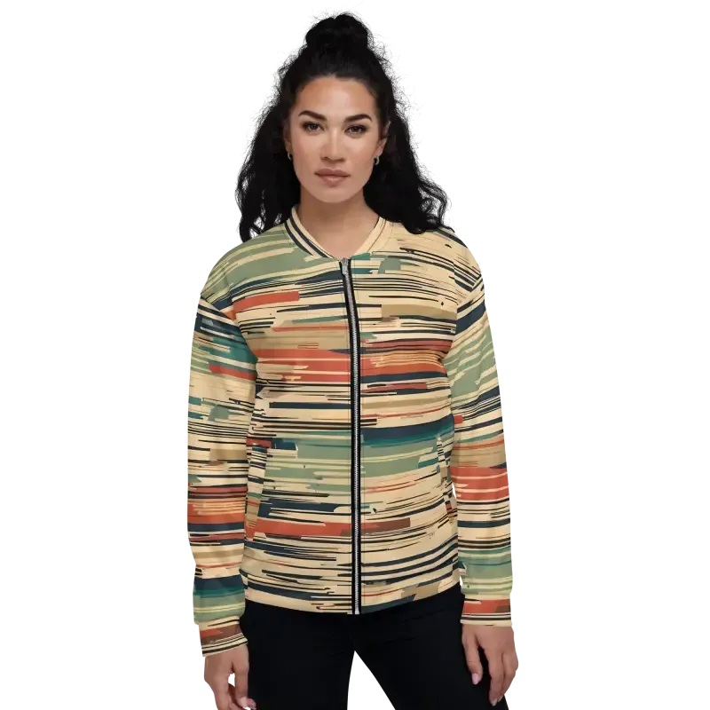 Bold Unisex Vintage Striped Bomber Jacket