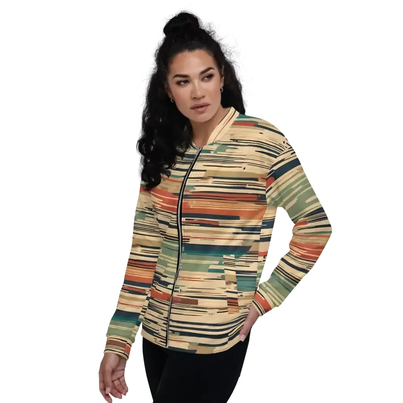 Bold Unisex Vintage Striped Bomber Jacket