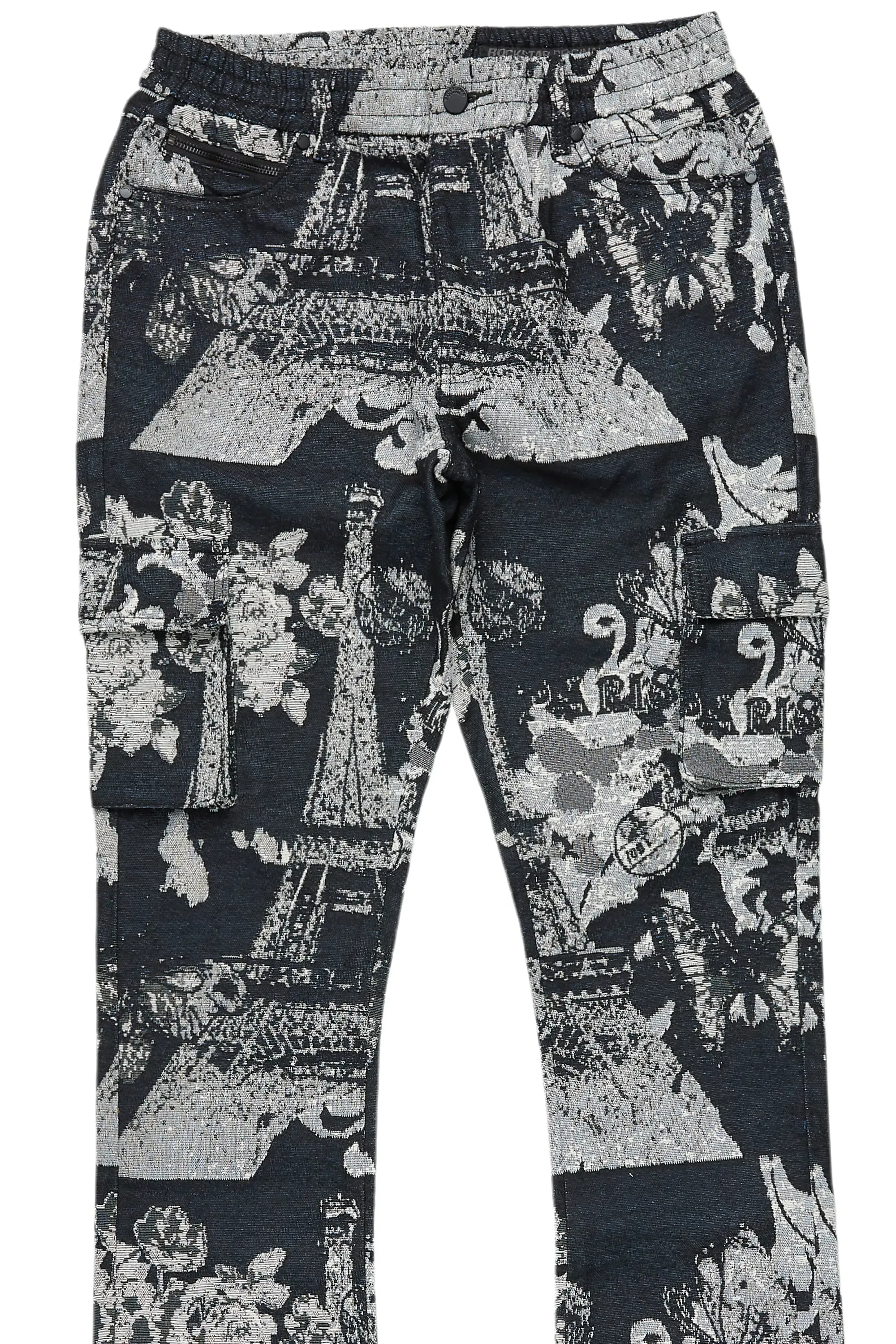 Boys Lamont Black Tapestry Stacked Flare Jean