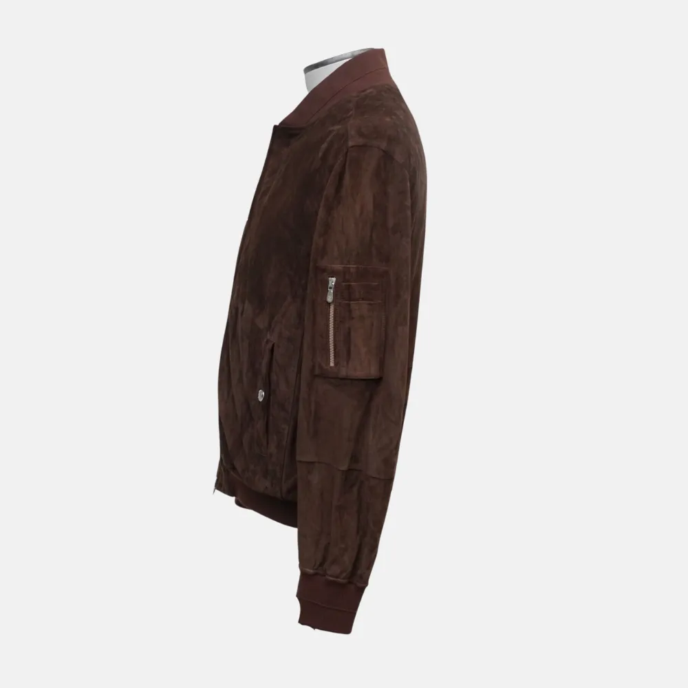 Brown Bomber-Jacket made of Suede (M)