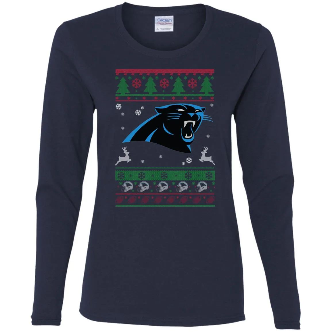 Carolina Panthers Logo Football Teams Ugly Christmas Sweater Women Long Sleeve Shirt