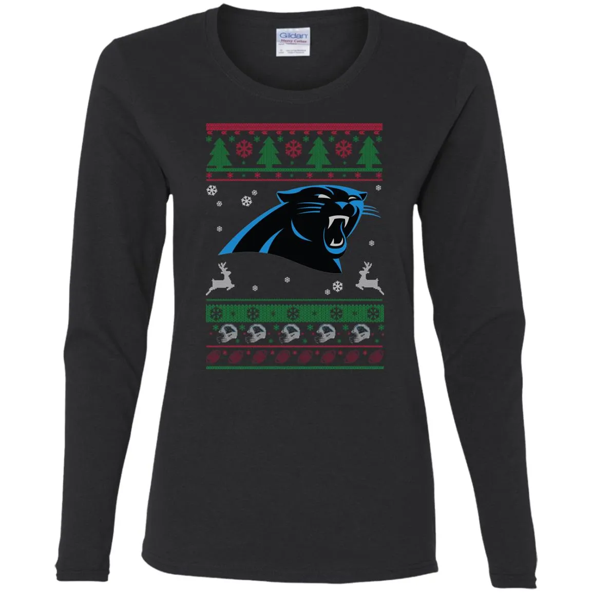 Carolina Panthers Logo Football Teams Ugly Christmas Sweater Women Long Sleeve Shirt