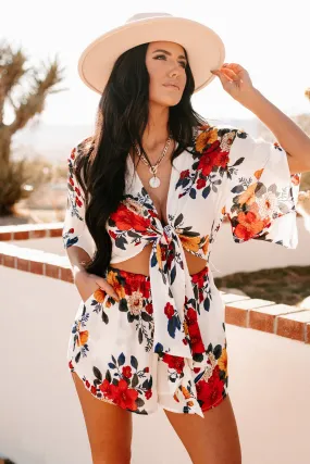 Charm Me Kimono Sleeve Cut-Out Romper (White)