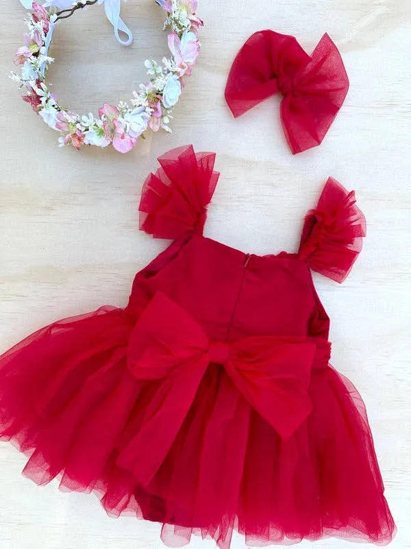 Chloe Red Flutter Sleeve Rompe