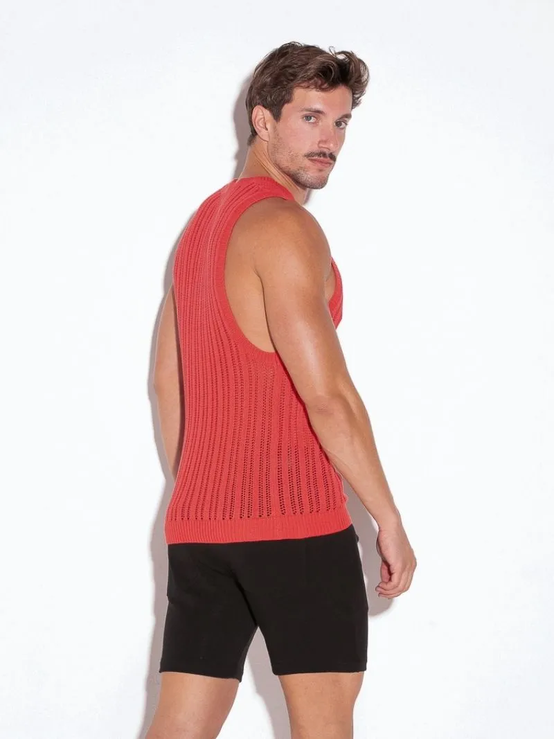 CODE22 Knitted Crochet Tank Top: Striped Knit