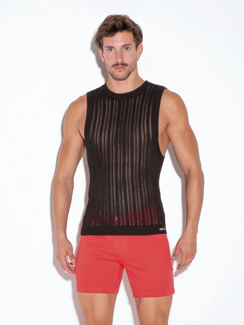 CODE22 Knitted Crochet Tank Top: Striped Knit