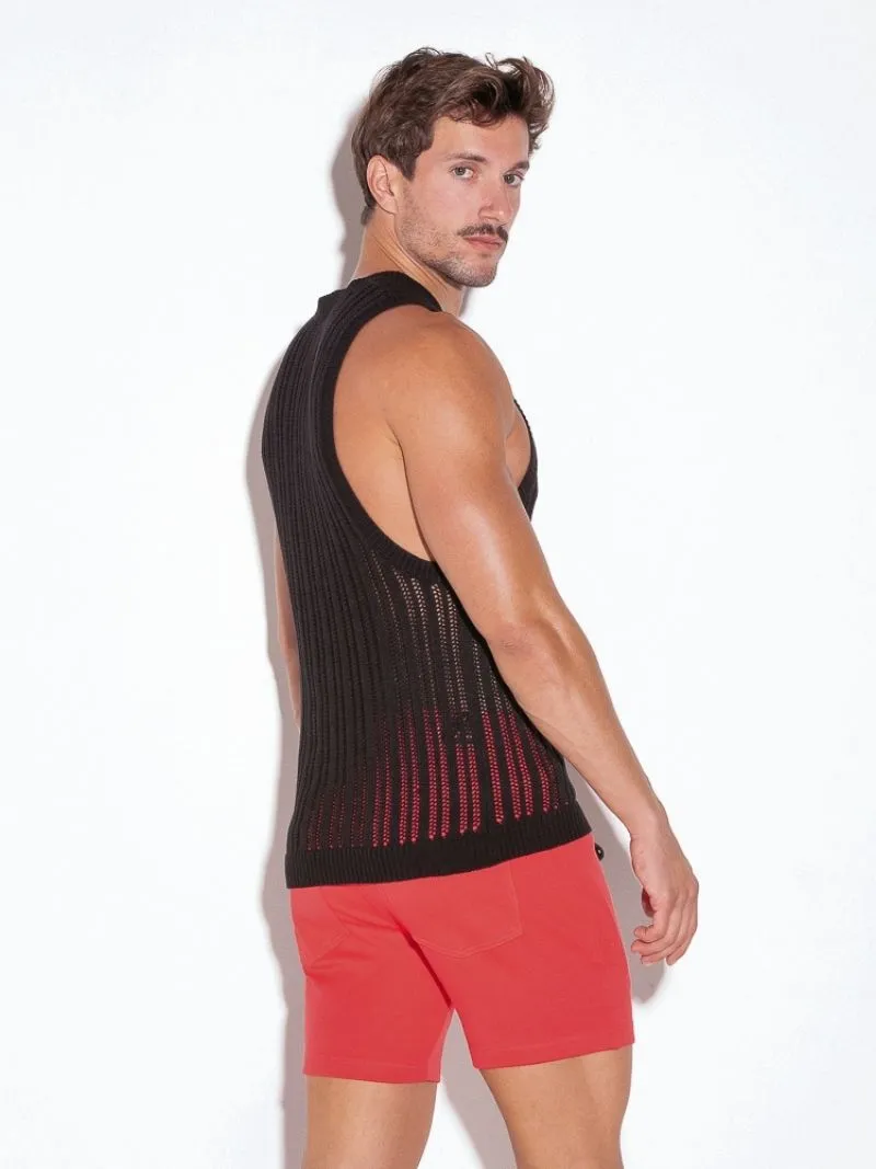 CODE22 Knitted Crochet Tank Top: Striped Knit