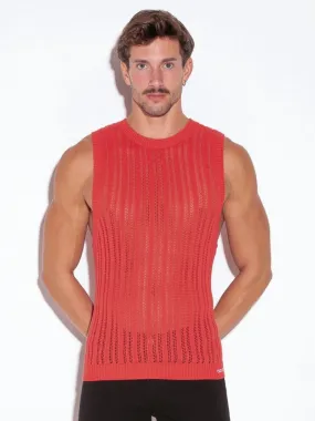 CODE22 Knitted Crochet Tank Top: Striped Knit