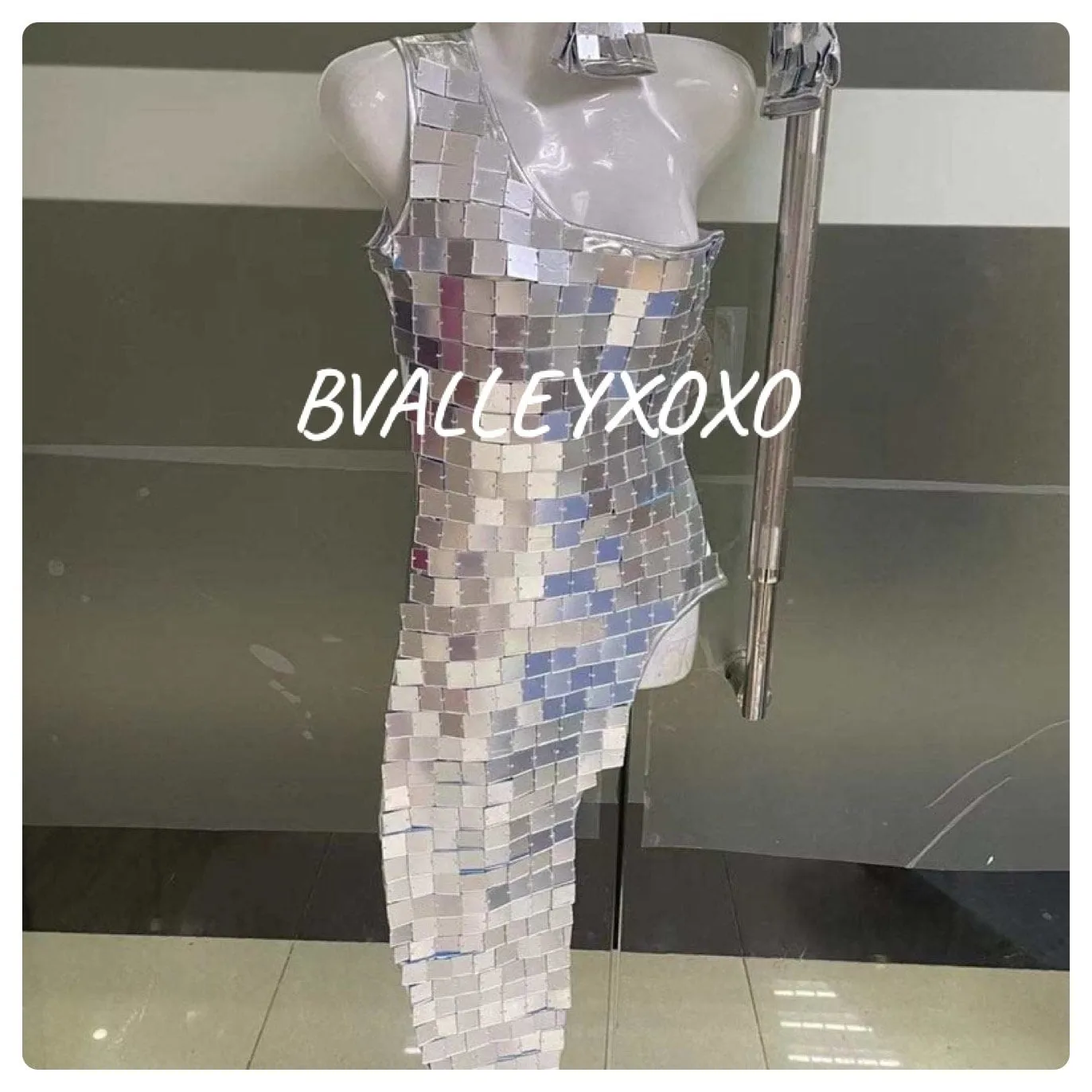 Costume Fancy Disco Costume Futuristic Mirror Space Costume Catsuit Celebrity Show