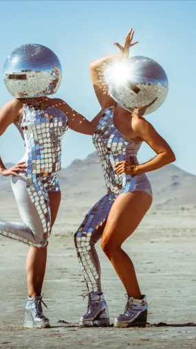 Costume Fancy Disco Costume Futuristic Mirror Space Costume Catsuit Celebrity Show
