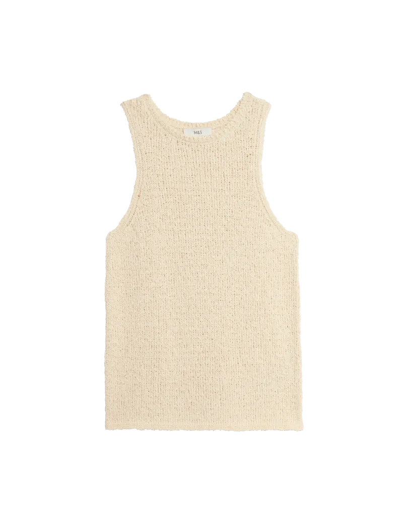 Cotton Rich Crew Neck Knitted Vest
