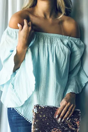 Country Sunshine Off Shoulder Top - Mint