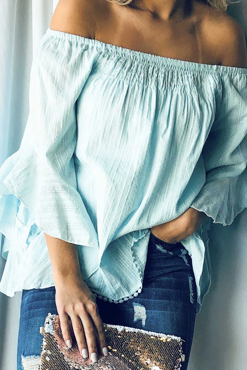 Country Sunshine Off Shoulder Top - Mint