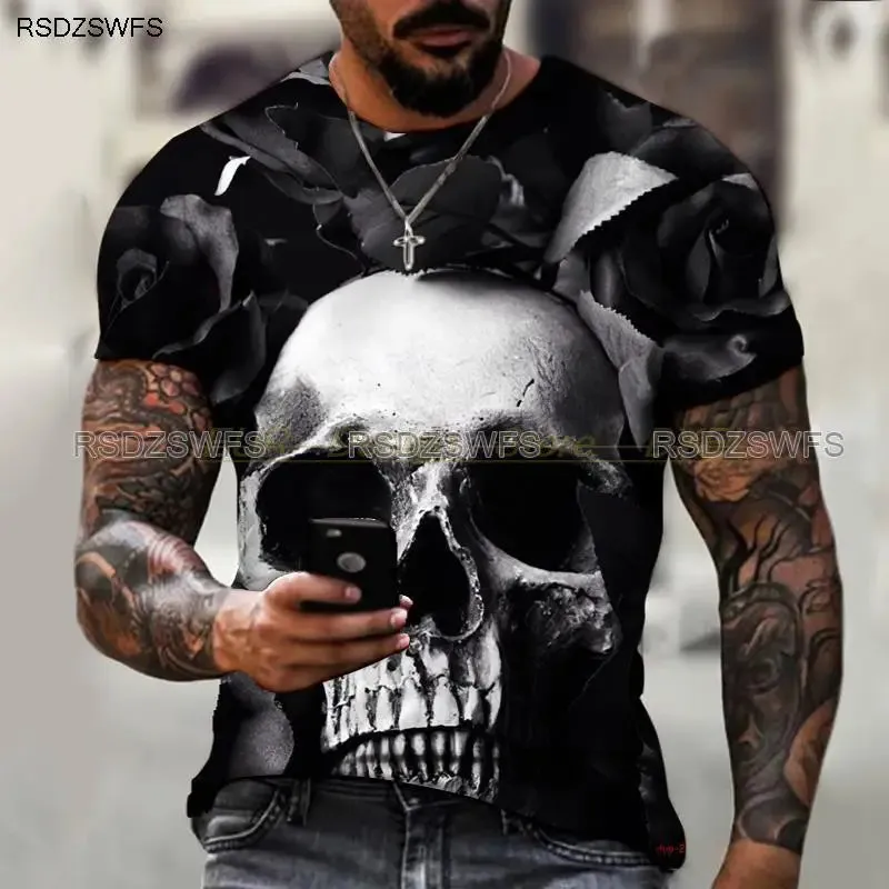 Crimson Reverie - Skull Rose 3D Print Tee – Wear the Dark Romance