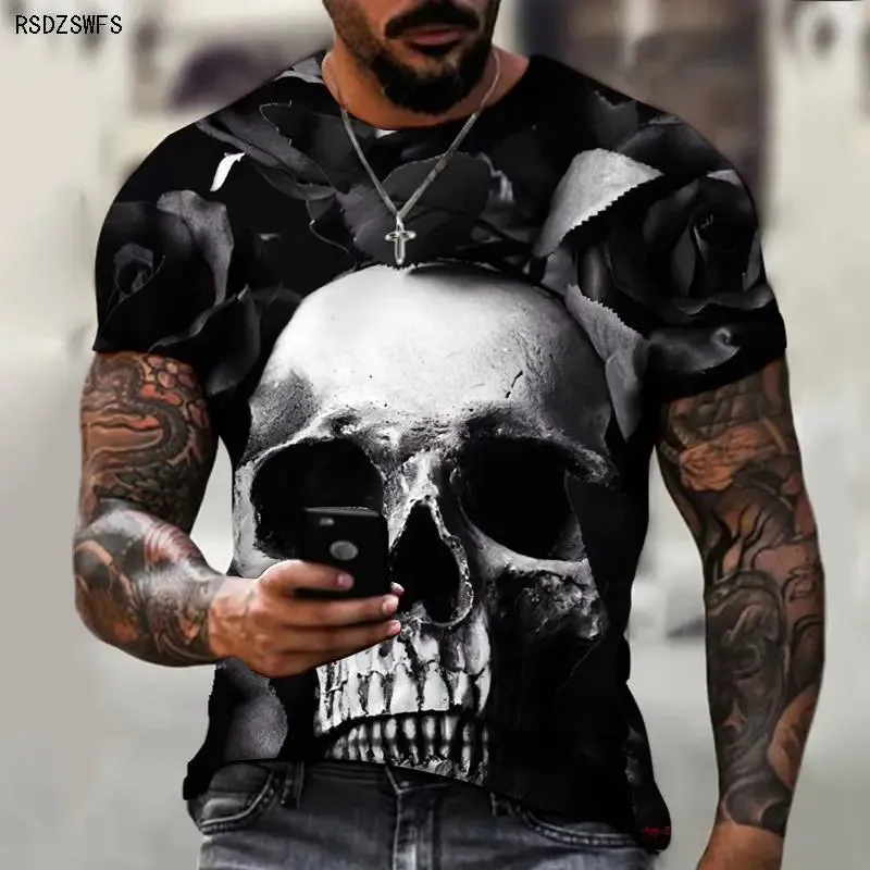 Crimson Reverie - Skull Rose 3D Print Tee – Wear the Dark Romance
