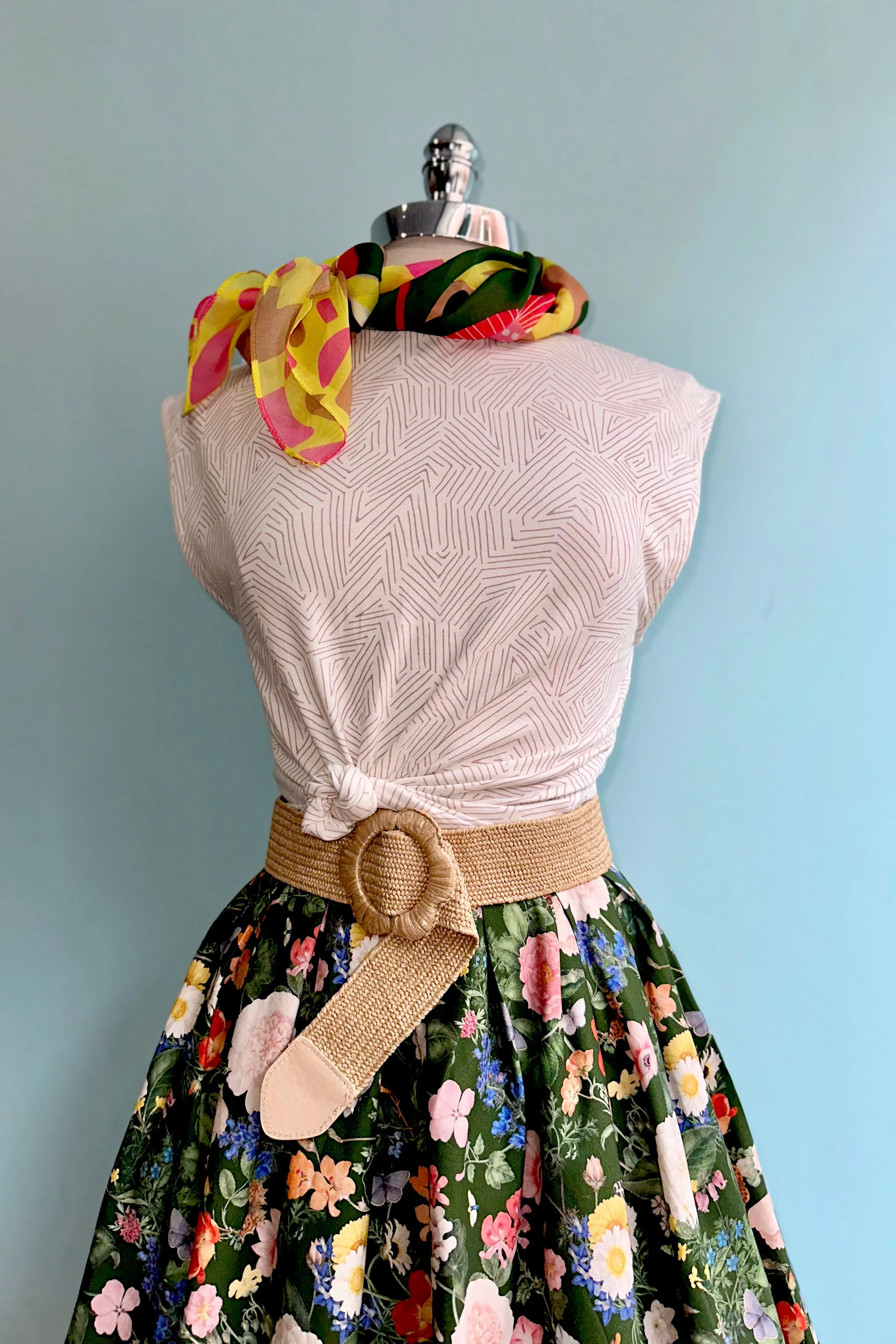 Dark Green Floral Skirt by Retrolicious