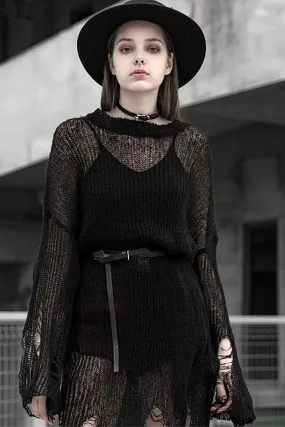 Darkness Distressed Oversized Sweater