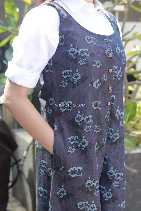 Denim Jumpsuit with White Skirt