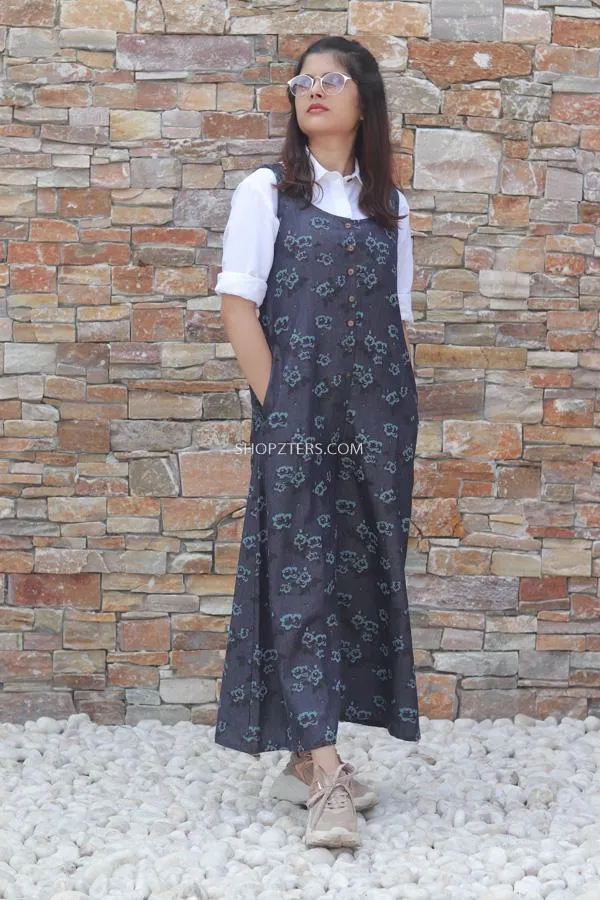 Denim Jumpsuit with White Skirt