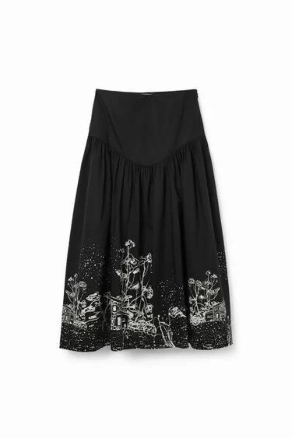 Desigual Poplin Landscape Midi Skirt