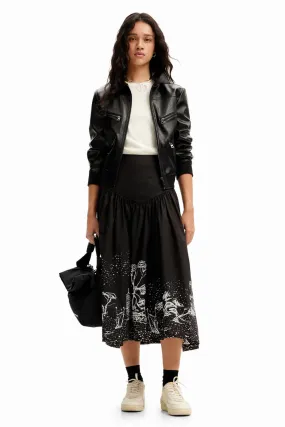 Desigual Poplin Landscape Midi Skirt