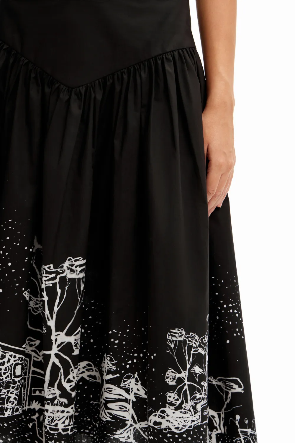 Desigual Poplin Landscape Midi Skirt