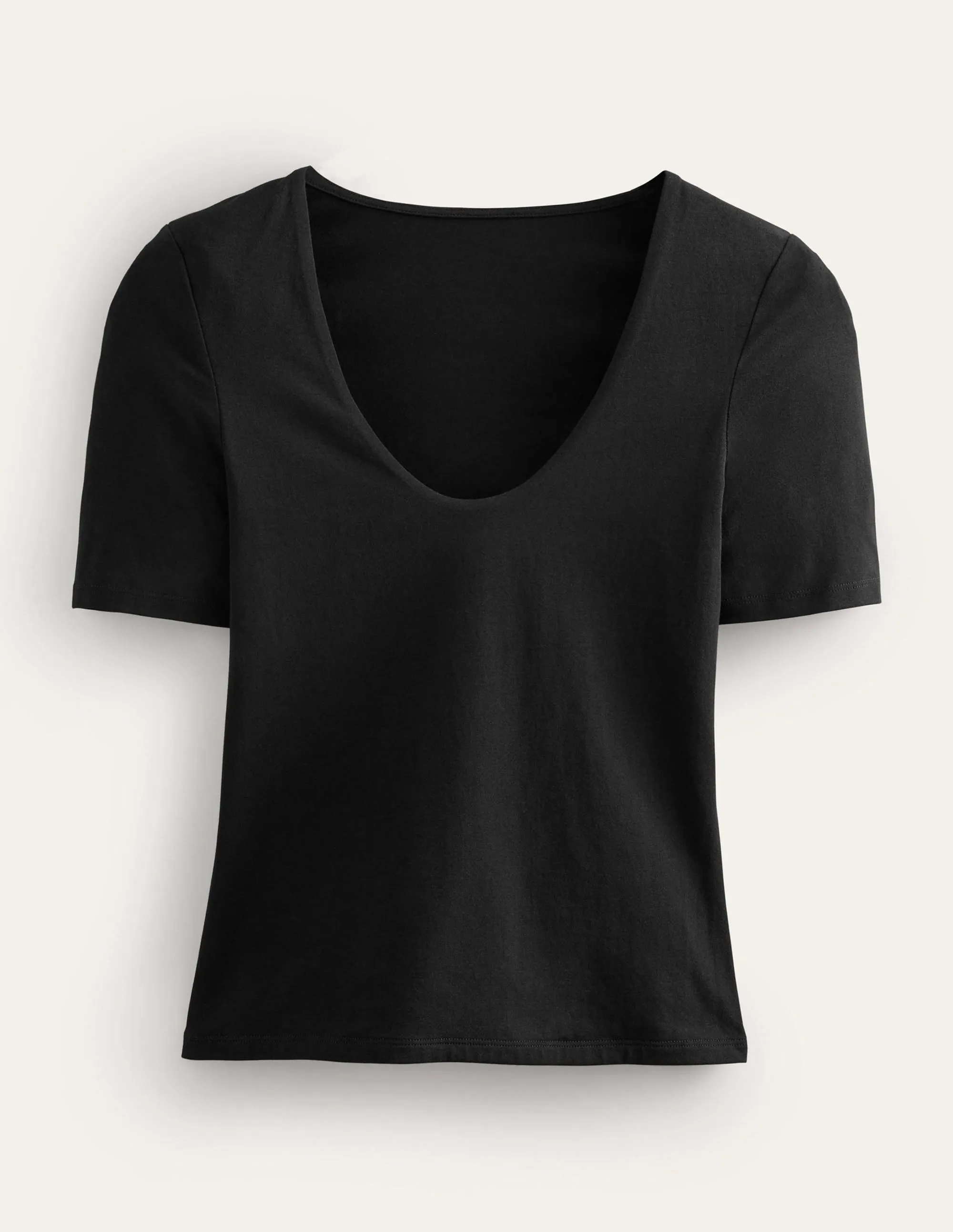 Double Layer Short Sleeve Top-Black